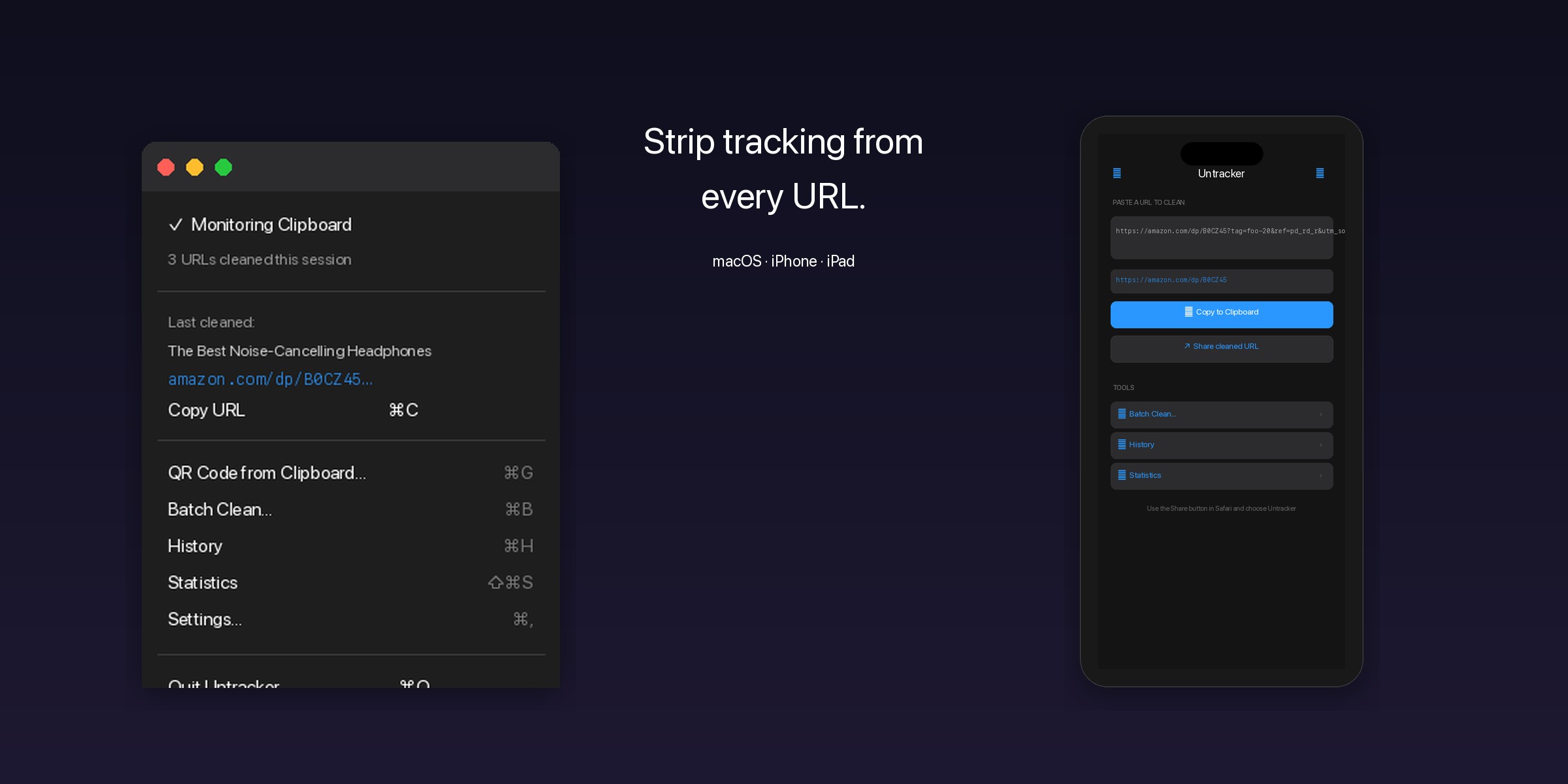 Untracker on Mac and iPhone