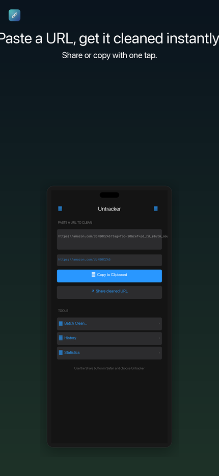 Untracker main view on iPhone