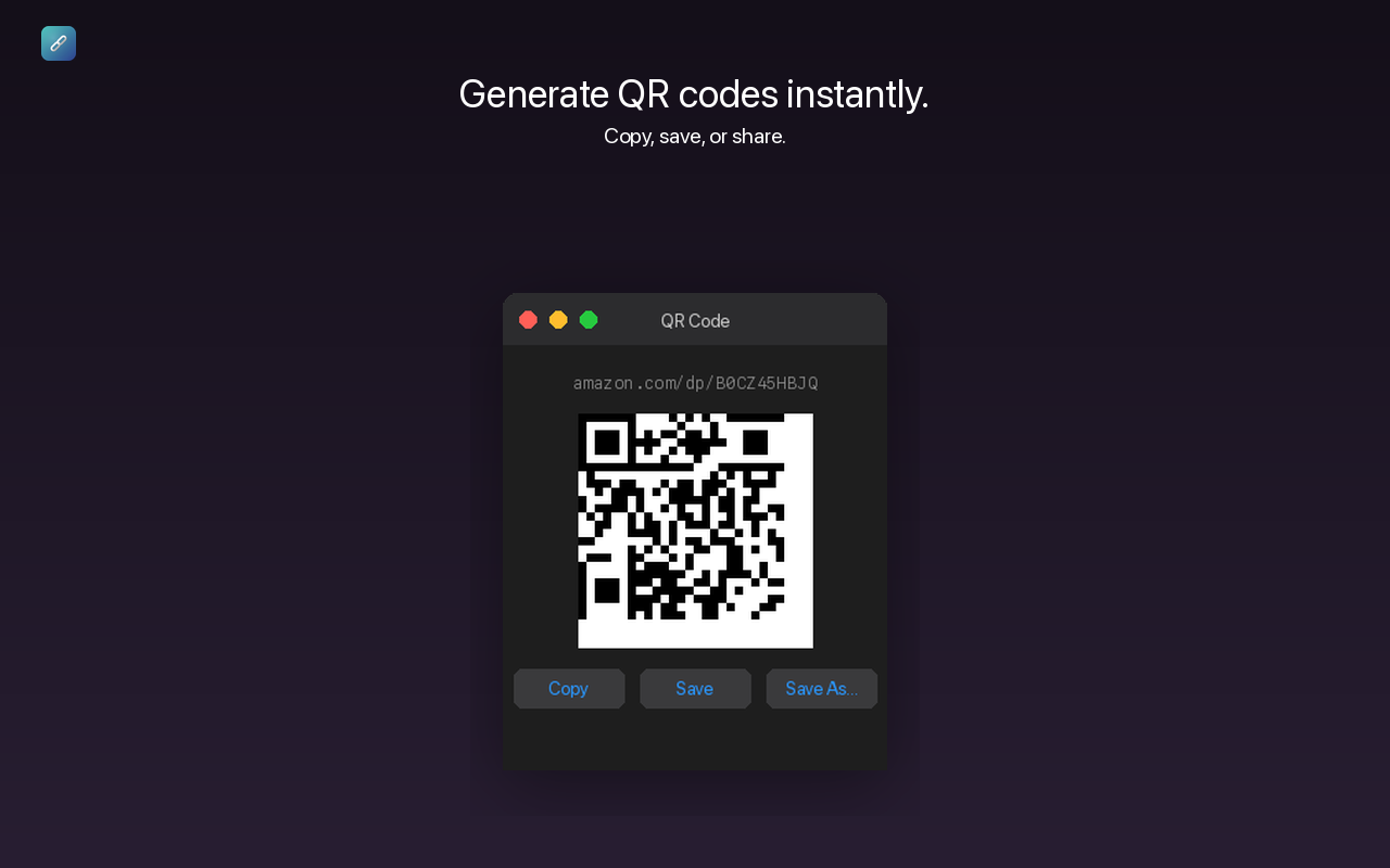 Untracker QR code on macOS